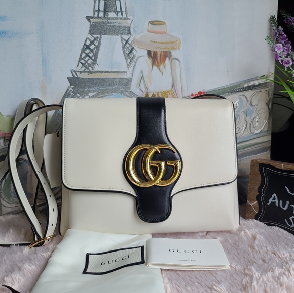 Gucci Bags Gucci Arli Medium Gg White Black Nero Crossbody Bag